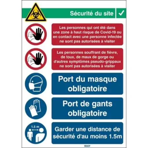 Safety Wall Chart, Polypropylene B-7527, French, 371 mm, 262mm - COVID-19-REC2-PP-FR product image