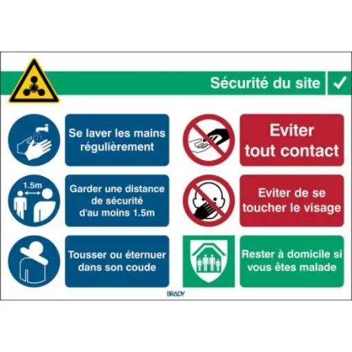 Safety Wall Chart, Polypropylene B-7527, French, 262 mm, 371mm - COVID-19-GEN-PP-FR product image