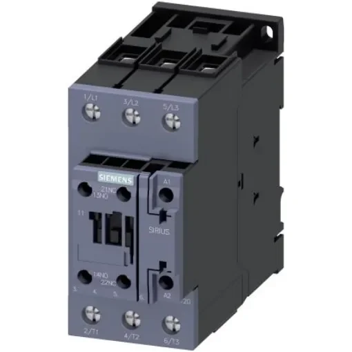 Siemens SIRIUS Size S2, 3RT2 Contactor, 24 V dc Coil, 3-Pole, 80 A, 37 kW, 1NO + 1NC, 400 V - 3RT2038-1KB40 product image