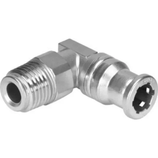 Festo QS Series Elbow Threaded Adaptor, R 1/4 Male to Push In 6 mm, Threaded Connection Style, 132599 - CRQSL-1/4-6 product image