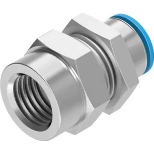 Festo QS Series Bulkhead Threaded-to-Tube Adaptor, G 1/2 Female to Push In 16 mm, Threaded-to-Tube Connection Style, - QSSF-1/2-16-B product image