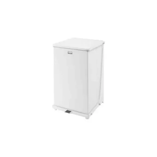 Rubbermaid Commercial Products Defenders® 95L Pedal Galvanised Steel Waste Bin - FGST40EPLWH product image