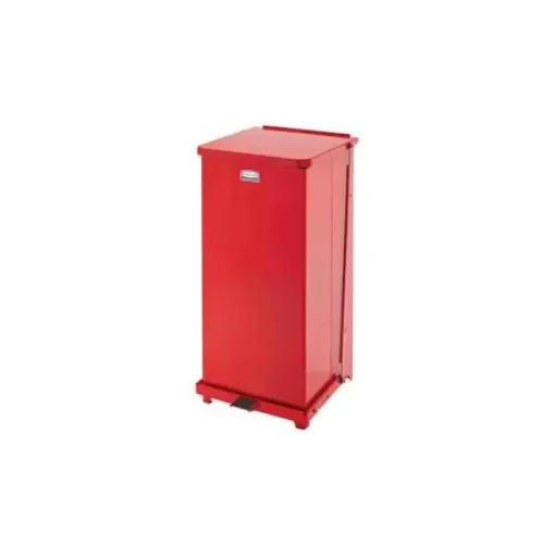 Rubbermaid Commercial Products Defenders® 49L Red Pedal Galvanised Steel Waste Bin - FGST24EPLRD product image
