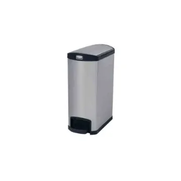 Rubbermaid Commercial Products Slim Jim 50L Black Pedal Galvanised Steel Waste Bin - 1901993 product image