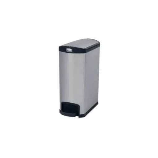 Rubbermaid Commercial Products Slim Jim 50L Black Pedal Galvanised Steel Waste Bin - 1901993 product image