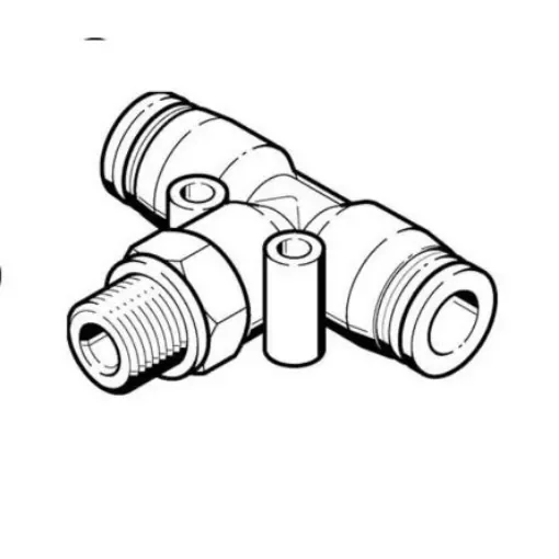 Festo Tee Threaded Adaptor, Push In 16 mm to Push In 16 mm, Threaded-to-Tube Connection Style, 186349 - QST-G3/8-16 product image