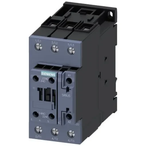 Siemens SIRIUS Size S2, 3RT2 Contactor, 230 V ac Coil, 3-Pole, 65 A, 30 kW, 1NO + 1NC, 400 V - 3RT2037-1AL20 product image