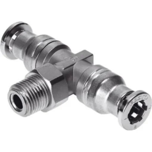 Festo Tee Threaded Adaptor, Push In 10 mm to Push In 10 mm, Threaded-to-Tube Connection Style, 164205 - CRQST-1/4-10 product image