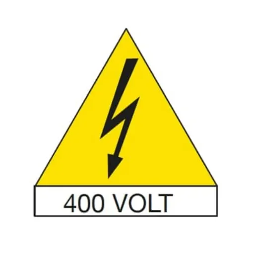 ABB Yellow Plastic Safety Labels, 400V Lightning Flash-Text 125 mm x 50mm - 1STQ001038A0000 product image