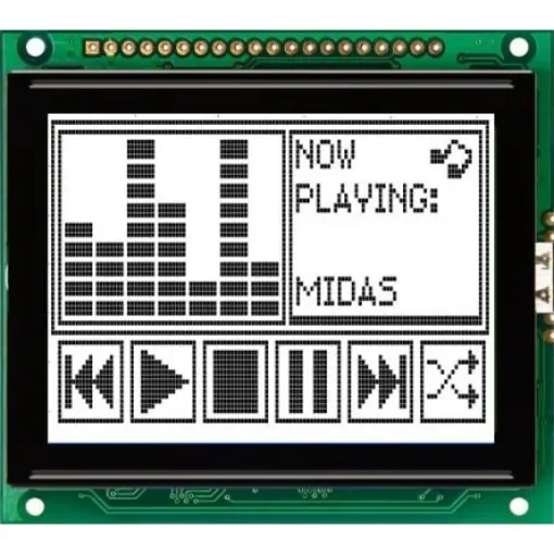 Midas MC128064D6W-FPTLW-V2 MC128064 Graphic LCD Display, Black on White, 128 by 64 Dots, Transflective product image