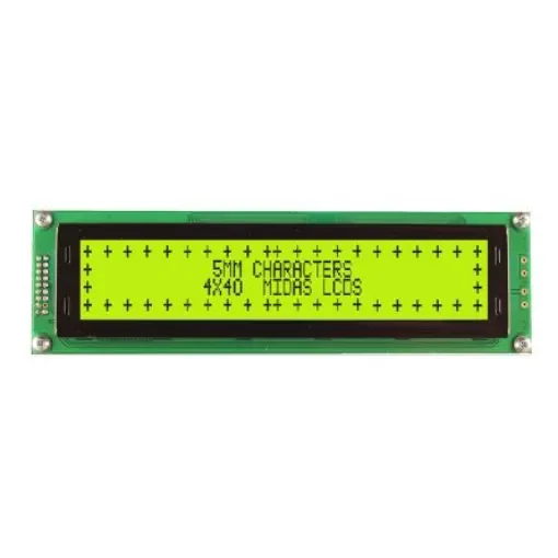 Midas MC44005A6W-SPTLY-V2 MC44 Alphanumeric LCD Display, Black on Yellow/Green, 4 Rows by 40 Characters, Transflective product image