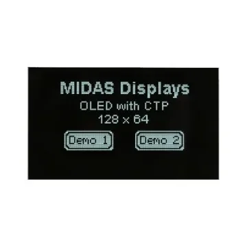 Midas 2.42 White Passive matrix OLED Display 128 x 64 COG I2C, Parallel, SPI Interface - MDOG128064H1D-WMC product image