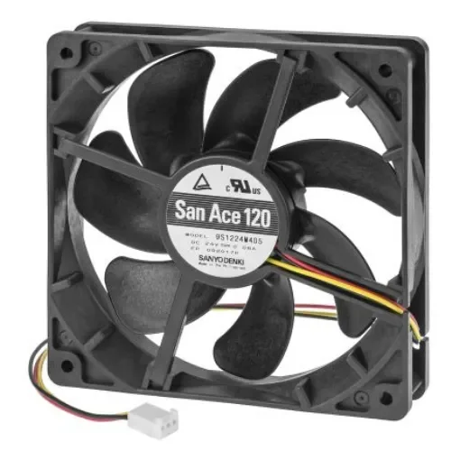Sanyo Denki Axial Fan, 12 V dc, DC Operation, 86.5cfm, 4.68W, 390mA Max, 120 x 120 x 25mm - 9S1212H408 product image