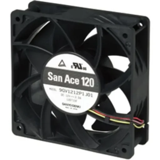 Sanyo Denki Axial Fan, 48 V dc, DC Operation, 224cfm, 36W, 750mA Max, 120 x 120 x 38mm - 9GV1248P1J18 product image