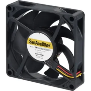 Sanyo Denki Axial Fan, 24 V dc, DC Operation, 50.8cfm, 3.6W, 150mA Max, IP68, 80 x 80 x 20mm - 9WFA0824G6001 product image