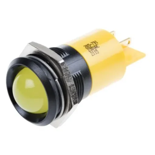 RS PRO Yellow Panel Mount Indicator, 230V ac, 22mm Mounting Hole Size, IP67 - 205791 product image