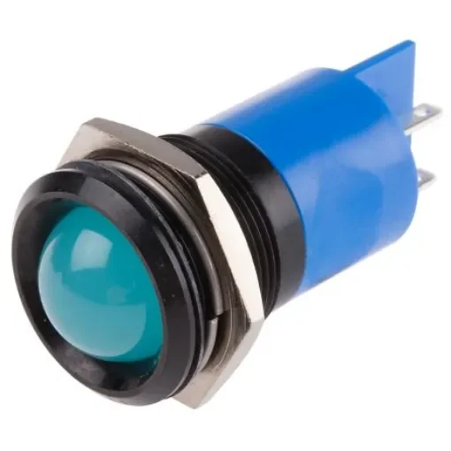 RS PRO Blue Panel Mount Indicator, 24V dc, 22mm Mounting Hole Size, Solder Tab Termination - 206671 product image