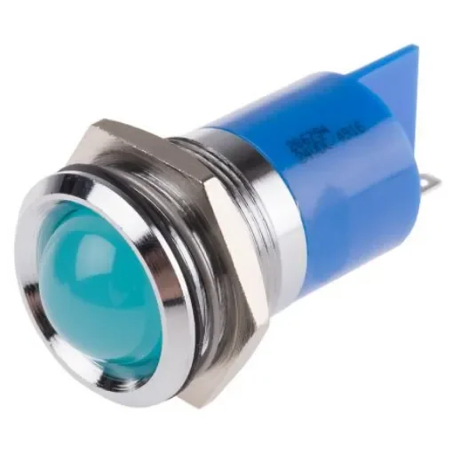 RS PRO Blue Panel Mount Indicator, 24V dc, 22mm Mounting Hole Size, Solder Tab Termination - 206794 product image