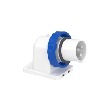 Schneider Electric, 8385 IP67 Grey Panel Mount 2P + E Angled Industrial Power Plug, Rated At 16A, 250 V ac - 83854 product image