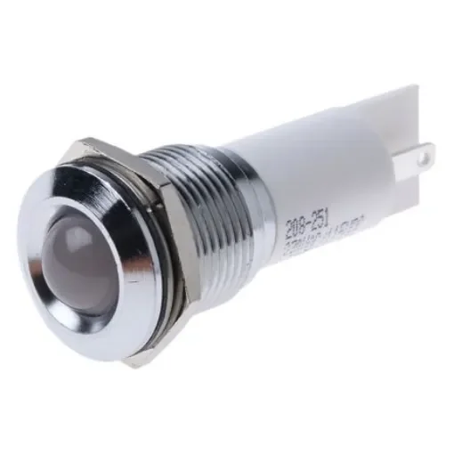 RS PRO White Panel Mount Indicator, 115 V dc, 230V ac, 16mm Mounting Hole Size, Solder Tab Termination - 208251 product image