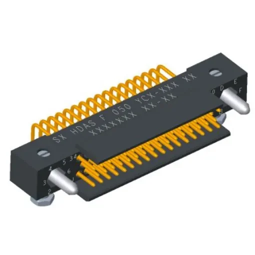 Amphenol Socapex HDAS Series Right Angle PCB Mount PCB Header, 50 Contact(s), 1.905mm Pitch, 3 Row(s), Shrouded - HDASF050YC-000 product image