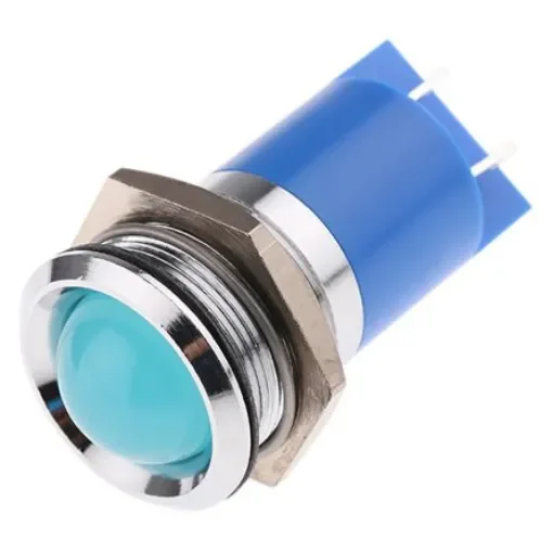 RS PRO Blue Panel Mount Indicator, 230V ac, 22mm Mounting Hole Size, IP67 - 208504 product image