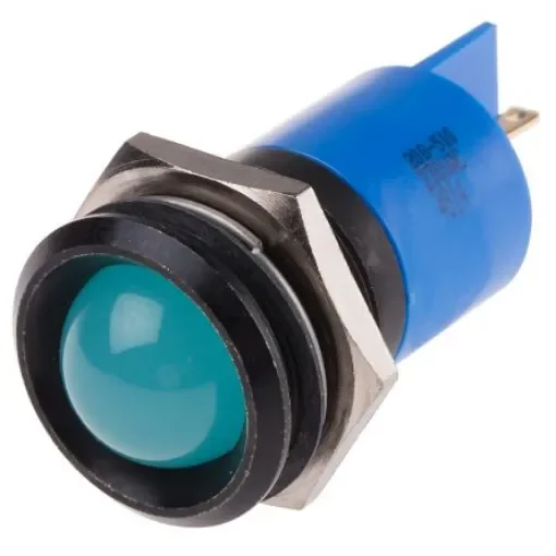 RS PRO Blue Panel Mount Indicator, 230V ac, 22mm Mounting Hole Size, IP67 - 208510 product image