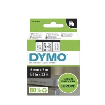 Dymo Black on Clear Label Printer Tape, 7 m Length, 6 mm Width - S0720770 product image
