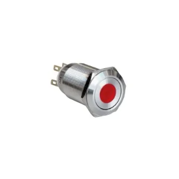 Bulgin MPI005 Series Illuminated Push Button Switch, Latching, Panel Mount, 19.2mm Cutout, SPST, Red LED, 12V, IP65 - MPI005DTELSRD12 product image