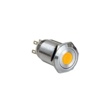 Bulgin MPI005 Series Illuminated Push Button Switch, Latching, Panel Mount, 19.2mm Cutout, SPST, Amber LED, 12V, IP65 - MPI005D28LSAM12 product image