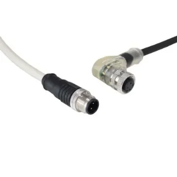 Bulgin Right Angle Female 4 way M12 to Straight Male 4 way M12 Sensor Actuator Cable, 300mm - PXPNPN12RAF04AFI003PUR product image