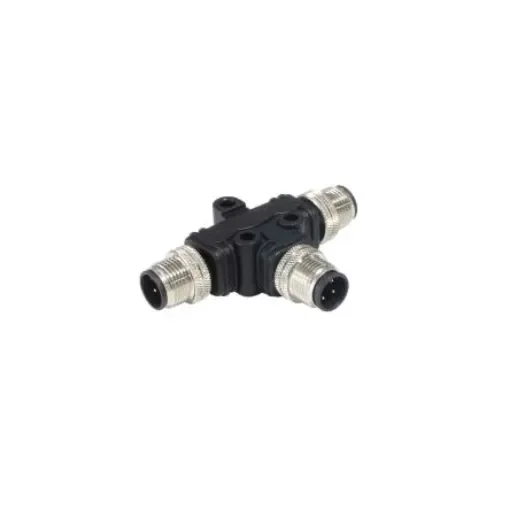 Bulgin Tee Male Pole M12 Plug to 4 Pole M12 Plug Adapter - PXPPVC12TSMM04AFIIFI product image