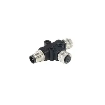 Bulgin Tee Female Pole M12 Socket to 5 Pole M12 Plug Adapter - PXPPVC12TSFM05AFBIFB product image