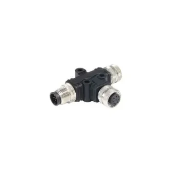 Bulgin Tee Female Pole M12 Socket to 12 Pole M12 Plug Adapter - PXPPVC12TSFM12AFBIFB product image