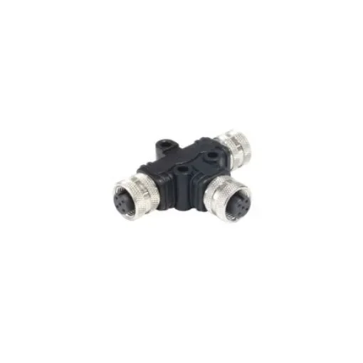 Bulgin Tee Female Pole M12 Socket to 5 Pole M12 Socket Adapter - PXPPVC12TSFF05AFBBFB product image