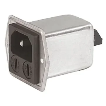 Schurter 1A, 250 V ac Male Panel Mount Filtered IEC Connector 5707.0101.312, Quick Connect 2 Fuse product image