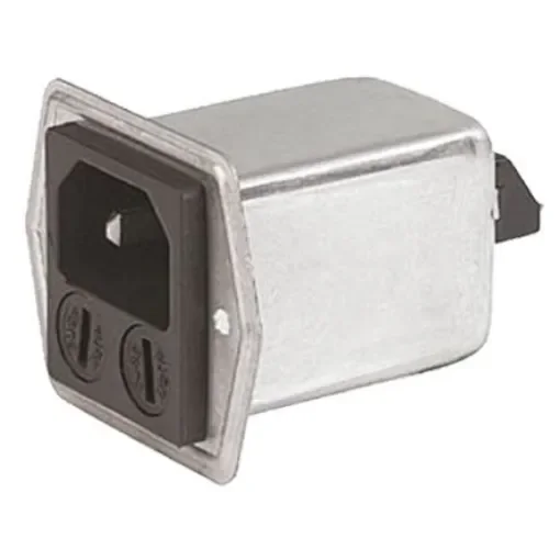 Schurter 1A, 250 V ac Male Panel Mount Filtered IEC Connector 5707.0101.312, Quick Connect 2 Fuse product image