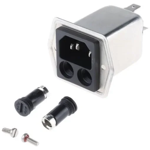 Schurter 4A, 250 V ac Male Panel Mount Filtered IEC Connector 5707.0401.312, Solder product image