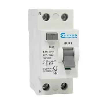 Europa EUR1 RCCB, 25A, 2 Pole, 30mA, Type A, 230V ac - EUR125.30/2A product image