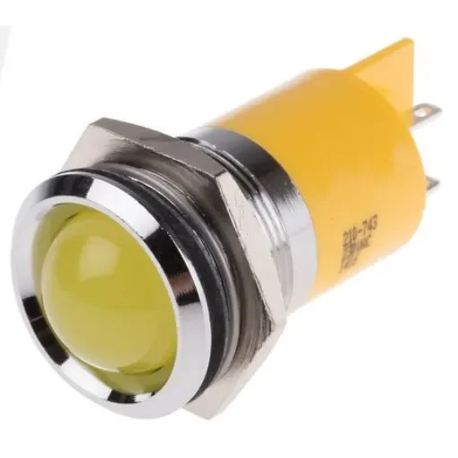 RS PRO Yellow Panel Mount Indicator, 230V ac, 22mm Mounting Hole Size - 210743 product image