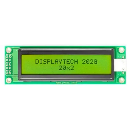 Displaytech 202G BC BW 202G Alphanumeric LCD Display, Yellow-Green on, 2 Rows by 16 Characters, Transflective product image