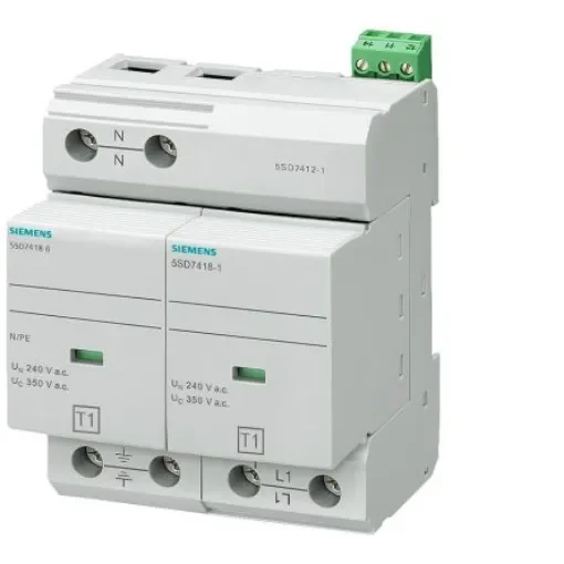 Siemens 3 Phase Surge Protector, 100kA, DIN Rail Mount - 5SD7412-1 product image
