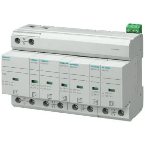 Siemens 3 Phase Surge Protector, 25kA, DIN Rail Mount - 5SD7444-1 product image