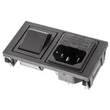 Bulgin C14 Snap-In IEC Connector Male, 10A, 250 V, Fuse Size 5 x 20mm - BZH01/Z0000/10 product image