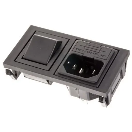 Bulgin C14 Snap-In IEC Connector Male, 10A, 250 V, Fuse Size 5 x 20mm - BZH01/Z0000/10 product image