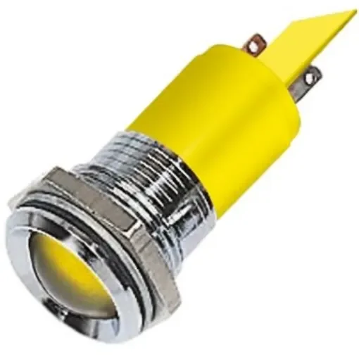 RS PRO Yellow Panel Mount Indicator, 12V, 22mm Mounting Hole Size, Solder Tab Termination - 211229 product image