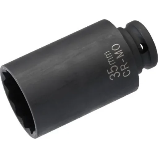 SAM 1/2 in Drive 27mm Impact Bit Socket, 12 point, 37mm, 85 mm Overall Length - 19143-27M product image