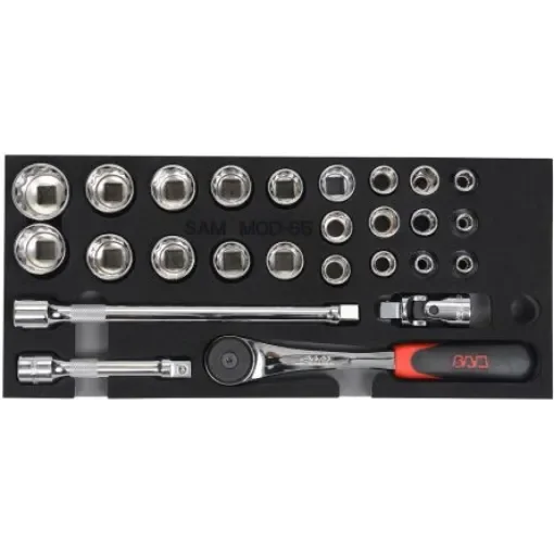 SAM 22-Piece Imperial 1/2 in Standard Socket Set with Ratchet, Hexagonal Socket Screws - 75-S22PMM product image