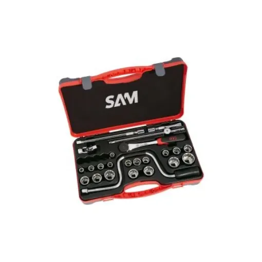 SAM 24-Piece Imperial 1/2 in Standard Socket Set with Ratchet, Hexagonal Socket Screws - 75-SP24 product image