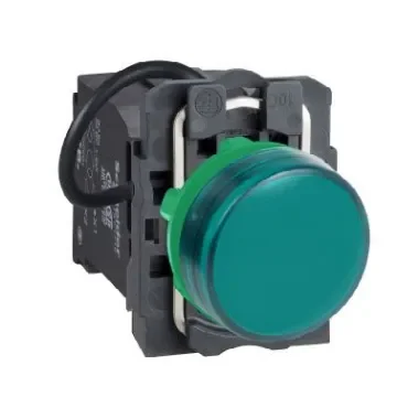 Schneider Electric, XB5 Green Universal LED Pilot Light Complete, 22mm Cutout, IP66, Round, 400V - XB5AV5B3 product image